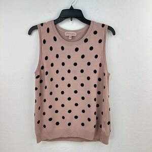 Philosophy Sleeveless Sweater Women XL Pink Polka Dot‎ Knit